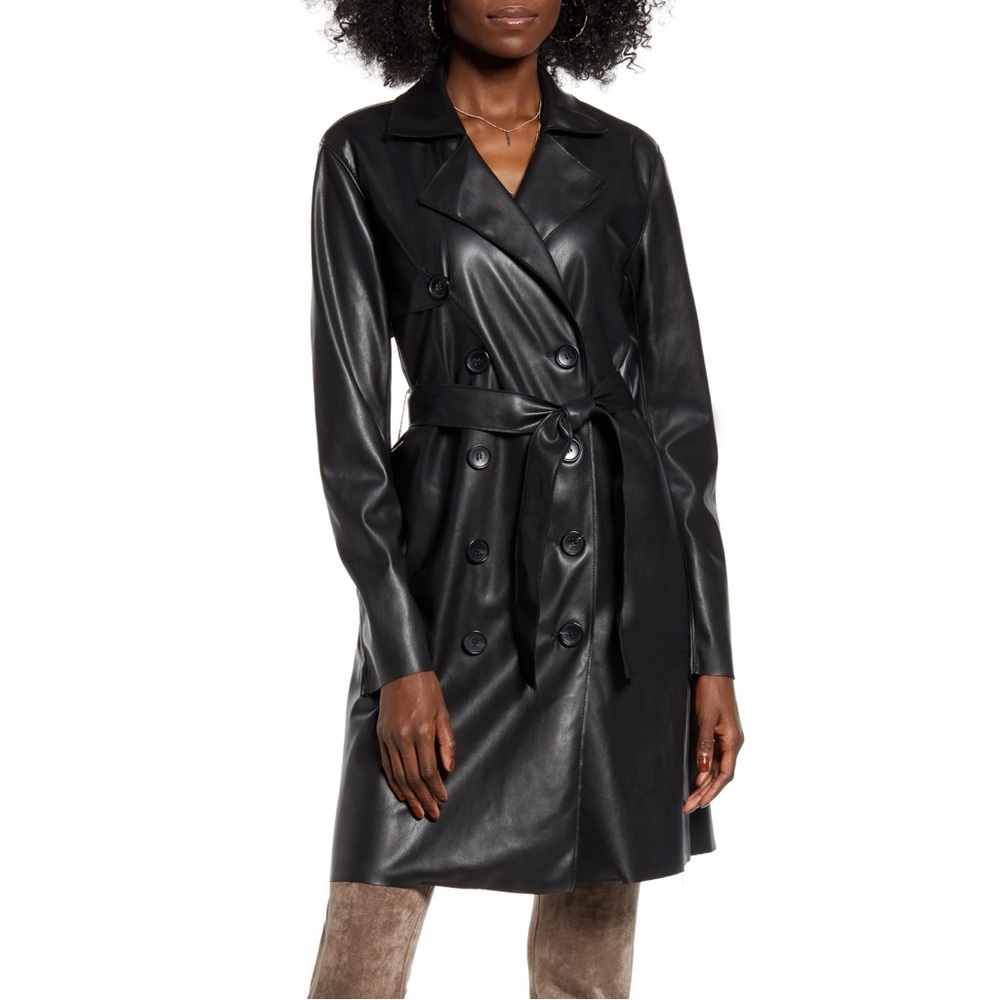 BLANK NYC Vegan Leather Trench Coat